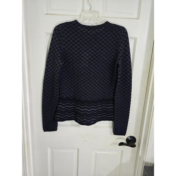 Tory Burch Women's Blue Shimmer Peplum Sweater Long Sleeve Wool Blend Size S NWT - Picture 4 of 10